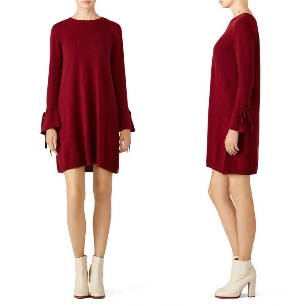 Paper Crown Knit Maria Sweater Dress M Tie Cuff Long Sleeve Wool Blend